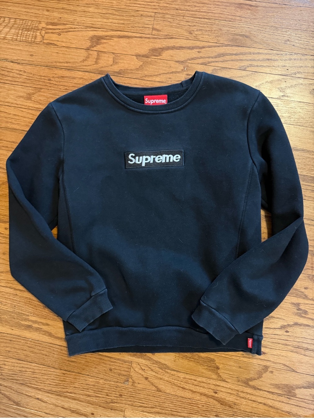 Supreme Black Crewneck with Box Logo Patch
